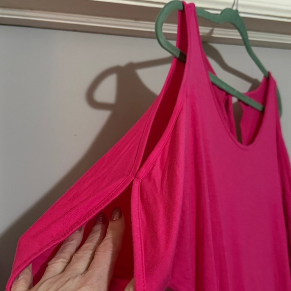 SHEIN Fuchsia Cold Shoulder Blouse - Picture 2 of 2